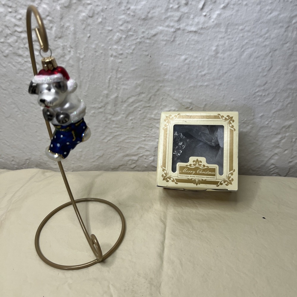 Impuls Polish Glass Puppy Dog Christmas Ornament MouthBlown Hand Painted